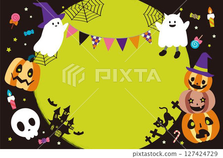 Halloween party Jack-o'-lantern and ghost background material landscape Halloween party Jack-o'-lantern and ghost background material landscape 127424729