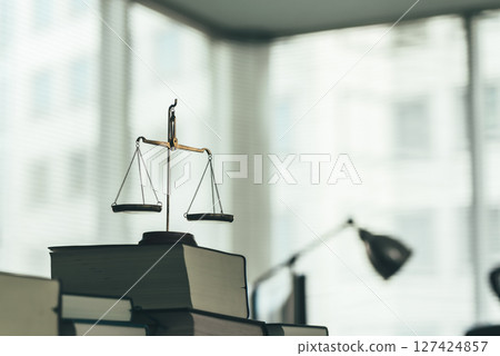 Scales in a legal office Scales in a legal office 127424857