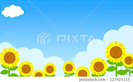 AI Image: Midsummer blue sky and sunflowers 127425115