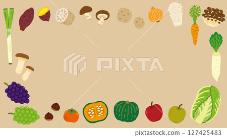 Autumn harvest festival vegetables fruit illustration background landscape Autumn harvest festival vegetables fruit illustration background landscape 127425483