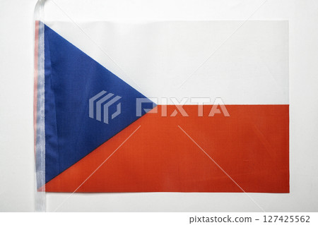 Closeup view of the Czech Republic national flag isolated over a white background. Concept of government and nationality 127425562