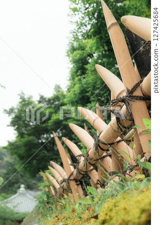 A fence made of sharp bamboo 127425684