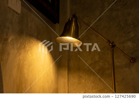 Vintage lamp with loft style wall Vintage lamp with loft style wall 127425690