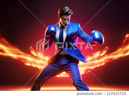 3d illustration of businessman fighting with boxing gloves 127425720