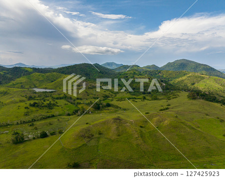 Farmland in mountain with forest. Mindanao, Philippines. 127425923