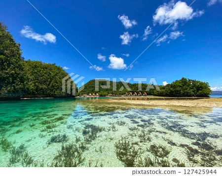 Beach resort with transparent turquoise water. Sohoton cove. Bucas Grande. Philippines. Beach resort with transparent turquoise water. Sohoton cove. Bucas Grande. Philippines. 127425944