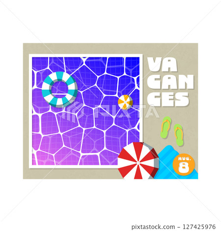 Simple and stylish summer vacation postcard Pool vacation Purple Simple and stylish summer vacation postcard Pool vacation Purple 127425976