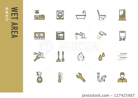 與水有關的線圖標集 127425987