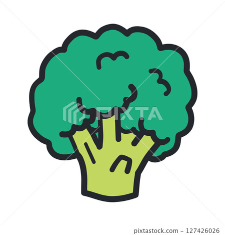 西蘭花輪廓手繪彩色插圖 127426026
