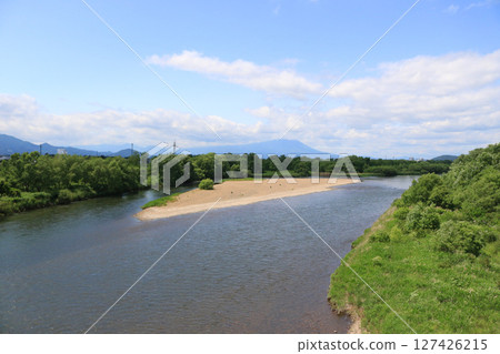 View of Mt. Iwate from Tokuda Bridge View of Mt. Iwate from Tokuda Bridge 127426215