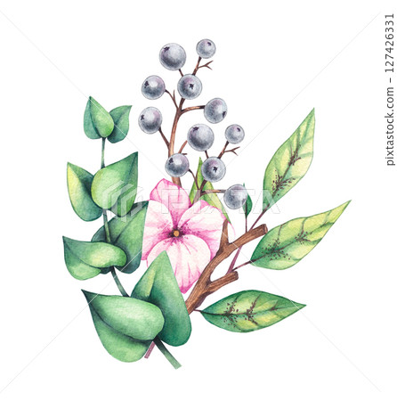 Set with birds cardinal watercolor illustration Set with birds cardinal watercolor illustration 127426331