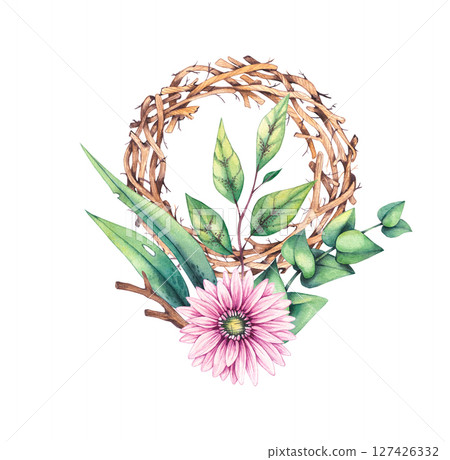 Set with birds cardinal watercolor illustration 127426332