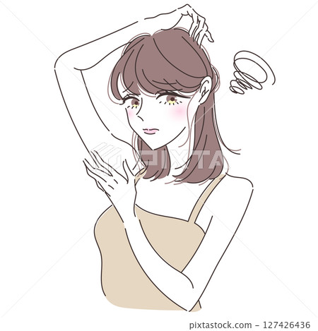一位女士在腋窩治療方面遇到了麻煩 127426436