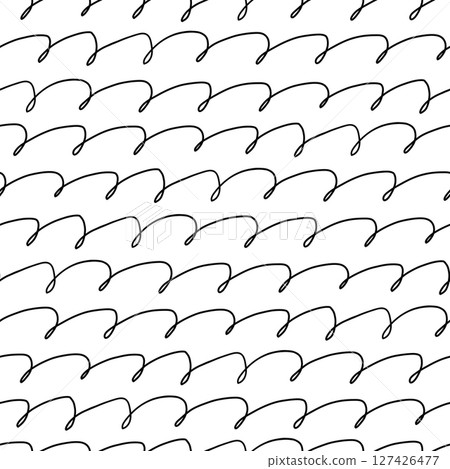 Seamless hand-drawn pattern of curved loops with teardrop-like ends, arranged diagonally in a flowing rhythm Seamless hand-drawn pattern of curved loops with teardrop-like ends, arranged diagonally in a flowing rhythm 127426477