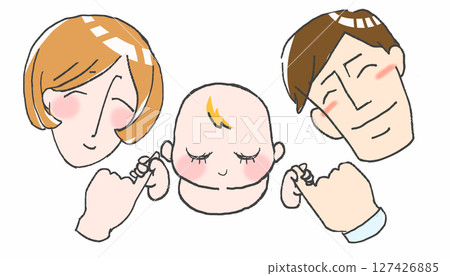 父母和孩子手牽手 127426885