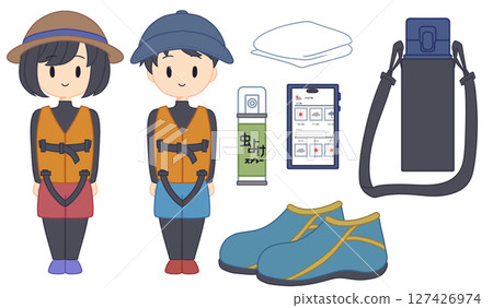 Preparations and belongings for safe river play 127426974