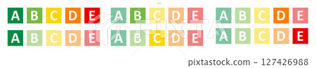 Nutrition scores displayed in colorful ratings for healthy food options Nutrition scores displayed in colorful ratings for healthy food options 127426988