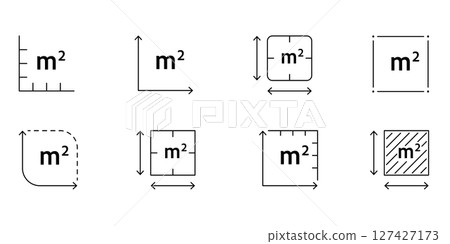 Square meters vector icon with M2 sign. Land area or floor plan measurement symbol. Outline illustration of property size in metric system 127427173