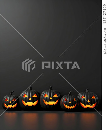 AI圖像：黑色背景和南瓜 127427199