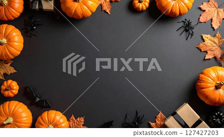 AI Image: Black background and pumpkin 127427203