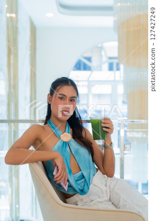 Portrait of beautiful young Asian woman 127427249