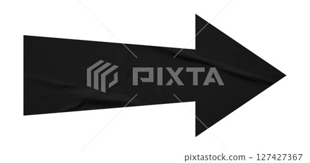 Black crumpled paper arrow isolated on transparent background. Black crumpled paper arrow isolated on transparent background. 127427367