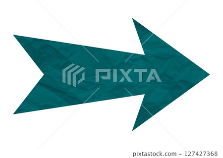Green crumpled paper arrow isolated on transparent background Green crumpled paper arrow isolated on transparent background 127427368