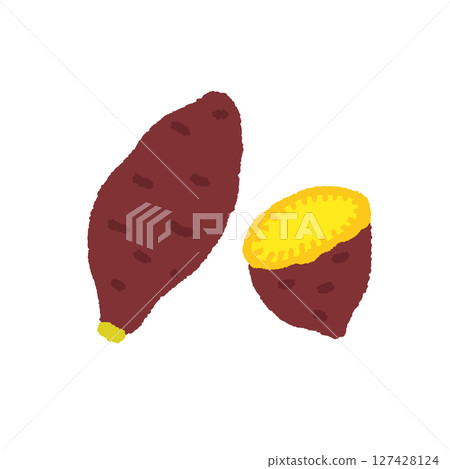 可愛的手繪插圖的紅薯和烤紅薯 127428124