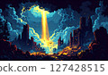 Retro Game Style Natural Pixel Art Background (Sky of Demise and Rebirth) Generative AI 127428515