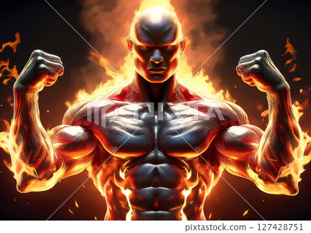 一名男子訓練肌肉的 3d 插圖 127428751