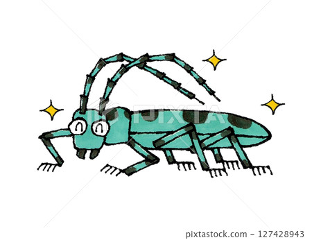 A happy blue longhorn beetle 127428943