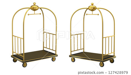 Set of Hotel luggage trolley cart for carrying baggage on white background. Set of Hotel luggage trolley cart for carrying baggage on white background. 127428979