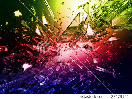 破裂和破碎的玻璃碎片的摘要背景 127429145