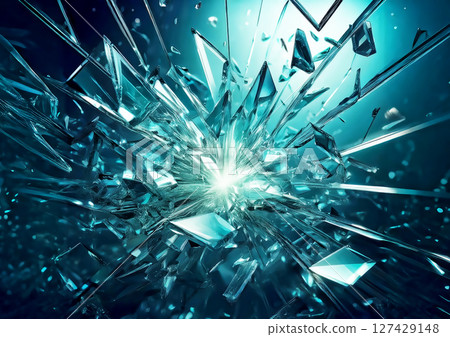 Abstract background of cracked and shattered glass pieces 127429148