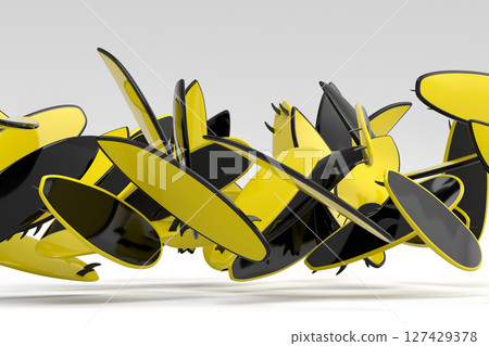 Many of flying surfboard for summer surfing isolated on white background. Many of flying surfboard for summer surfing isolated on white background. 127429378