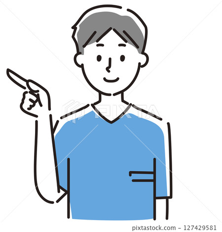 Simple illustration of a man explaining a point Simple illustration of a man explaining a point 127429581