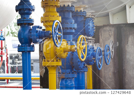Blue and Yellow Pipeline Safety for Valve Control and Gas Pressure Management Blue and Yellow Pipeline Safety for Valve Control and Gas Pressure Management 127429648