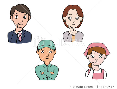 Upper body icon set of a troubled worker 127429657