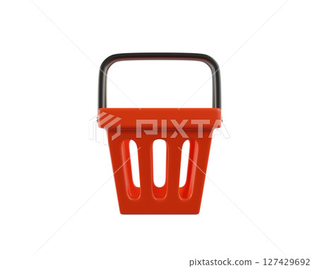 Red empty Shopping Basket from a supermarket for shopping. 3d rendering of the icon on a transparent background Red empty Shopping Basket from a supermarket for shopping. 3d rendering of the icon on a transparent background 127429692