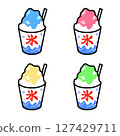Set of 4 colored shaved ice (hand-drawn style illustration) 127429711