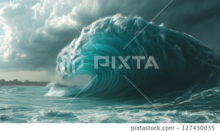 Sunlight shining through the sea 127430035