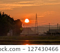 日落和輸電線 127430466