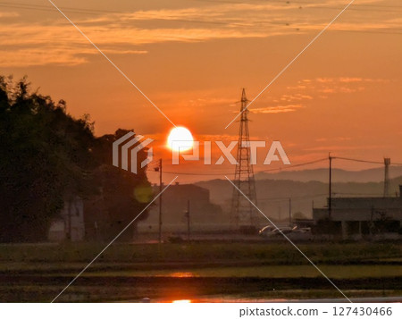 日落和輸電線 日落和輸電線 127430466