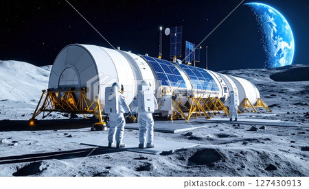 AI圖像:以藍色地球為背景的太空發展圖像 AI圖像:以藍色地球為背景的太空發展圖像 127430913