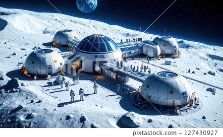 AI image: Space development image with blue earth in the background 127430927