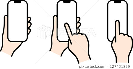 操作智慧型手機的手的插圖素材彩色iPhone 127431859