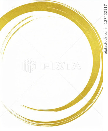 AI image: A gold circle drawn with a brush on a white background 127432117