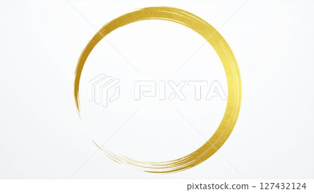 AI image: A gold circle drawn with a brush on a white background 127432124