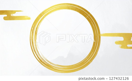 AI image: A gold circle drawn with a brush on a white background 127432126