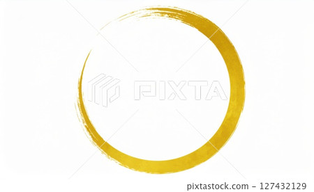 AI 圖像：在白色背景上用畫筆繪製的金色圓圈 127432129
